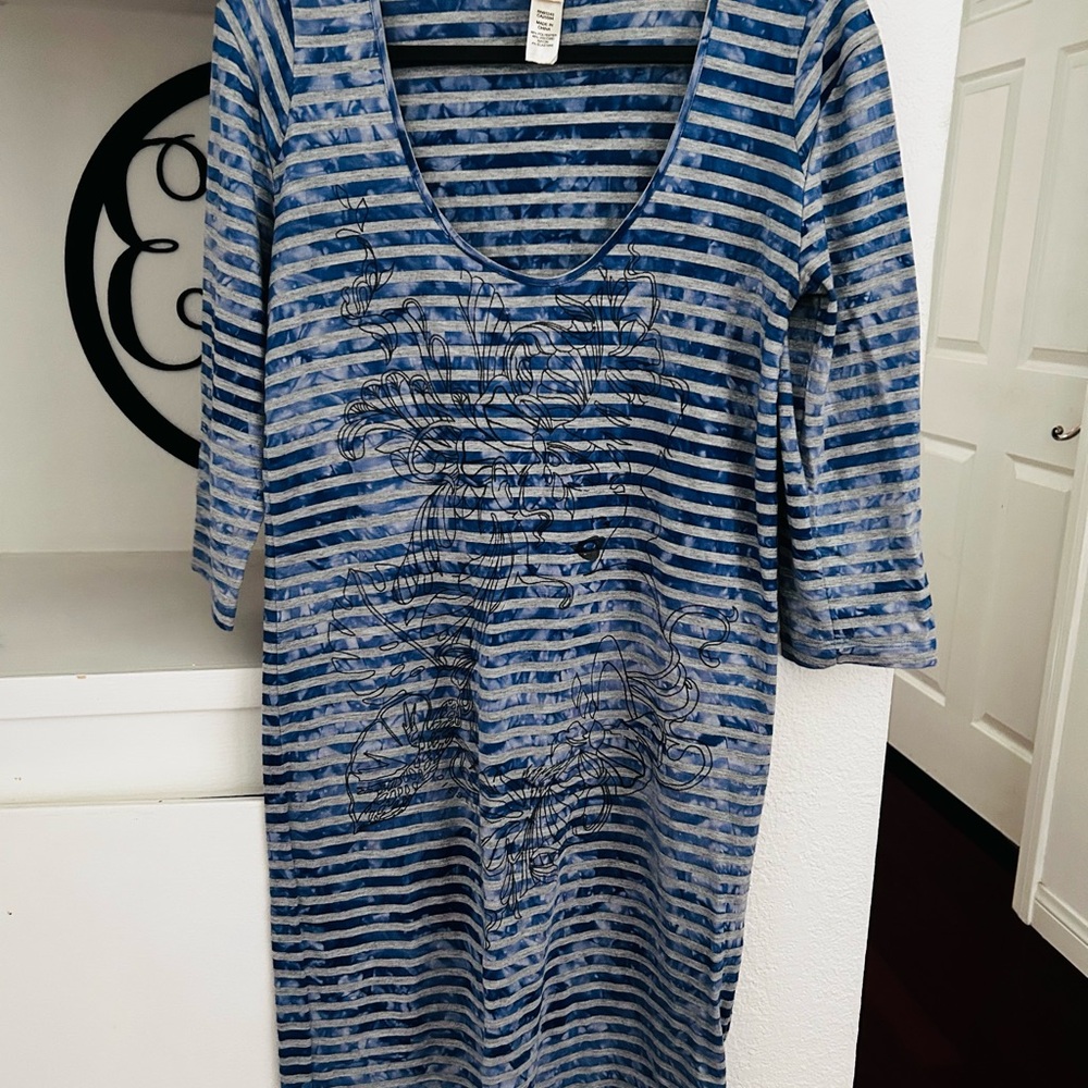 Diesel Blue and Gray Striped Dress